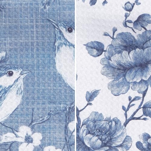 Ritz 6-Piece Birds & Branches Microfiber Dish Cloth Set – Classic Blue & White - Image 2