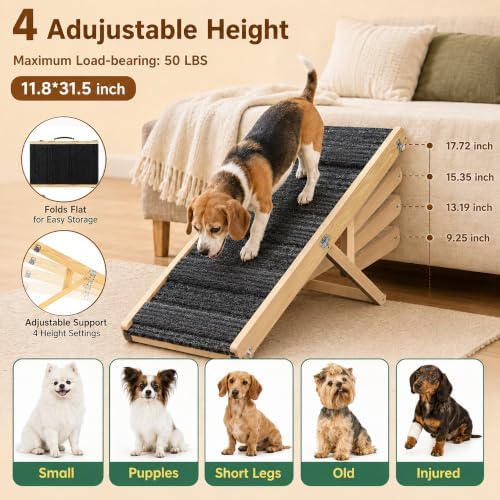 Dog Ramp for Small Dog/Bed/Couch, Foldable & Adjustable Dog Stairs - Image 2