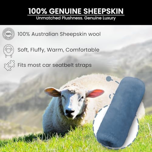 Andalus Genuine Sheepskin Car Seat Belt Cover Pad – Soft Fuzzy, Comfy Fluffy - Image 2