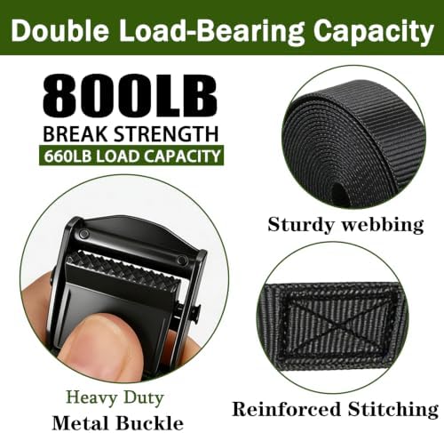 Lashing Straps with Buckles, 1 in*6.7Ft Luggage Straps with Protective Pad - Image 4