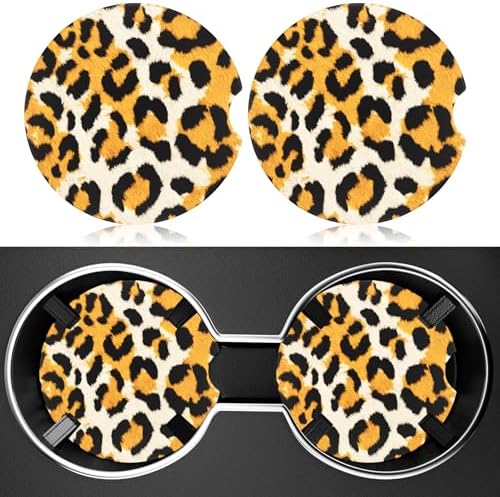 2 Pack Car Cup Holder Coaster, 2.63 inch Anti Slip Insert Absorbent Ceramic Car by Heainaiyoo