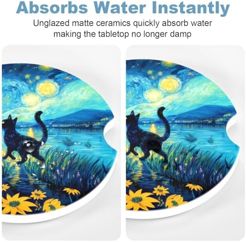 2 Pack Car Cup Holder Coaster, 2.63 inch Anti Slip Insert Absorbent Ceramic Car - Image 6
