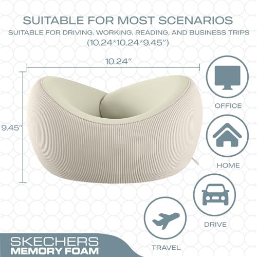Skechers Memory Foam Neck Pillow, Comfortable & Breathable Travel Pillow - Image 5