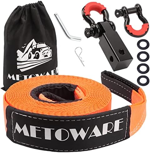 METOWARE Heavy Duty Tow Strap Recovery Kit by METOWARE