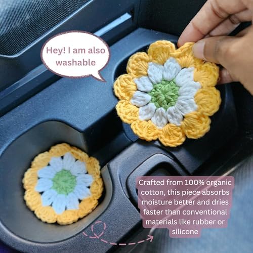 Cotton Car Coasters 2pc Car Cup Coasters Cute car Accessories - Image 3