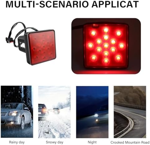KVAEY 15 LED Brake Light Trailer Hitch Cover, Super Bright Brake Driving Lamp - Image 5
