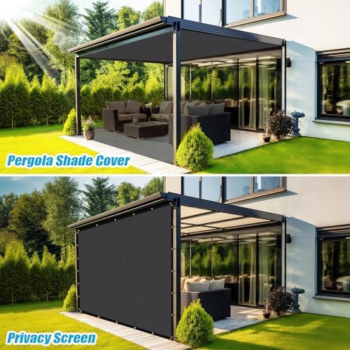 Amagenix 90% Pergola Shade Cover 18'X 18' Dark Gray Sun Shade Cloth - Image 4