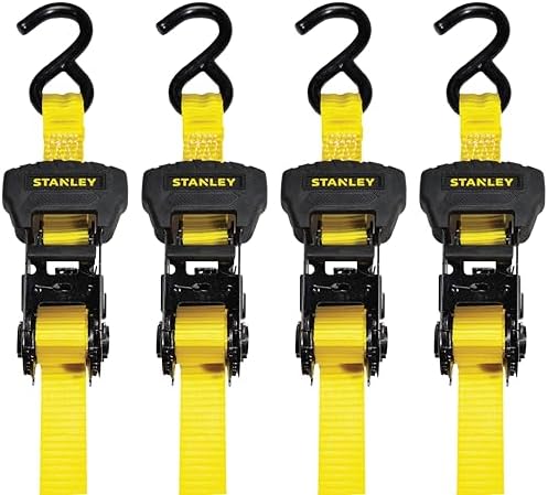 Stanley S1006 Black/Yellow 1" x 14' Ratchet Tie Down Straps by STANLEY