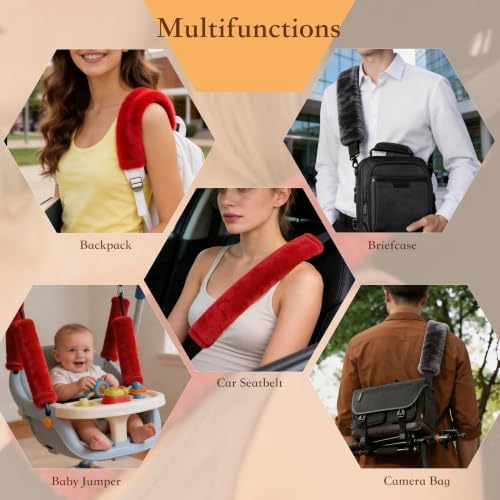 Amooca 19.7in Extra Long Furry Universal Car Seatbelt Cover Shoulder Pad - Image 5