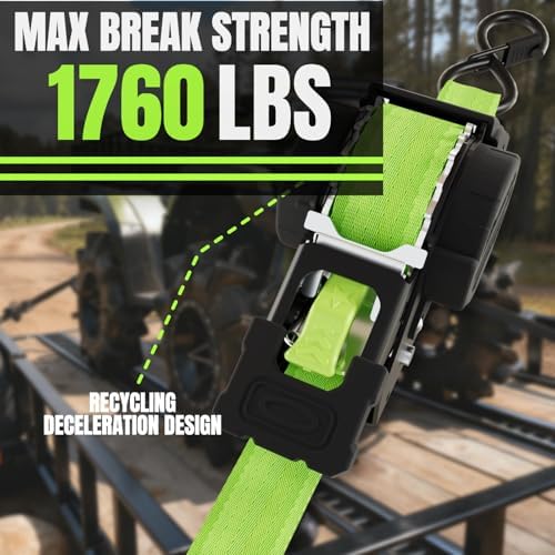 Retractable Ratchet Straps 1 Inch x 12 Feet Heavy Duty Tie Downs Auto Retract - Image 2