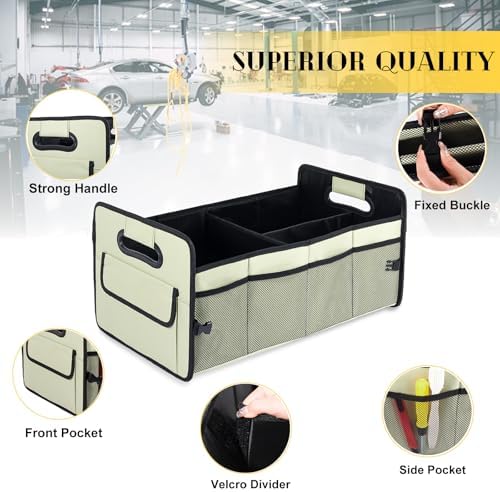 Car Trunk Organizer, Collapsible Car Organizers and Storage Light Green - Image 3