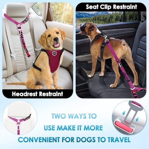 SlowTon Dog Seat Belt for Car, 2 Pack Dog Car Harness Seatbelt - Image 2