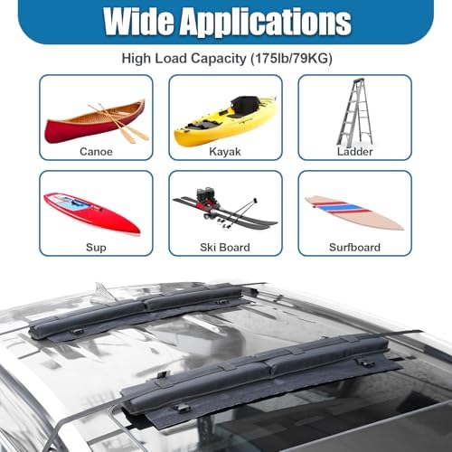 Soft Roof Rack Pads 30", 2 Tie Down Straps, 2 Tie Down Ropes, 2 Hood Loops - Image 7