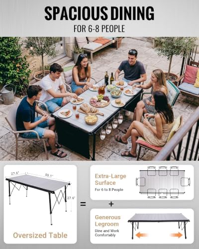 KingCamp Large 55.1" Folding Camping Table, 265lbs Adjustable Outdoor Table - Image 3