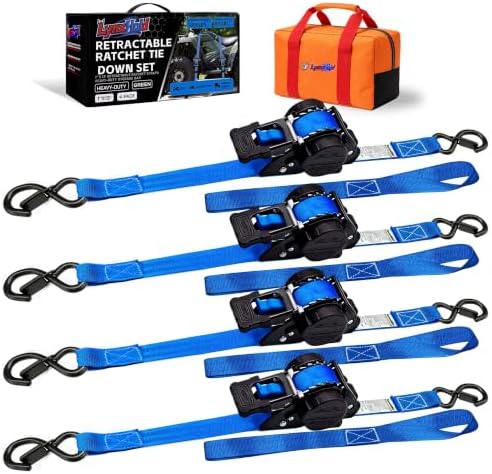 Retractable Ratchet Straps 1" x 13 Ft, 800 Lbs, 4 Pack by LYNXHOLD