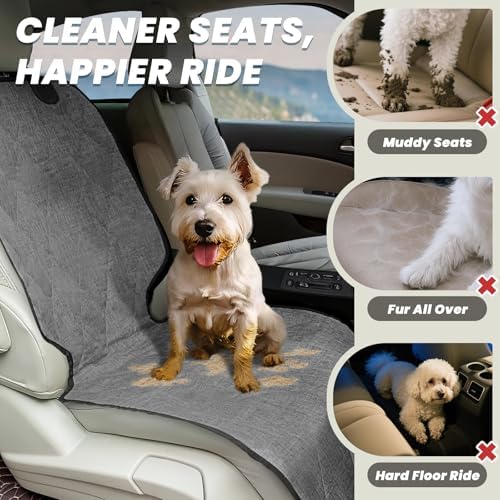 VIVAGLORY Dog Front Seat Cover Car Seat Protector, Heather Black - Image 2