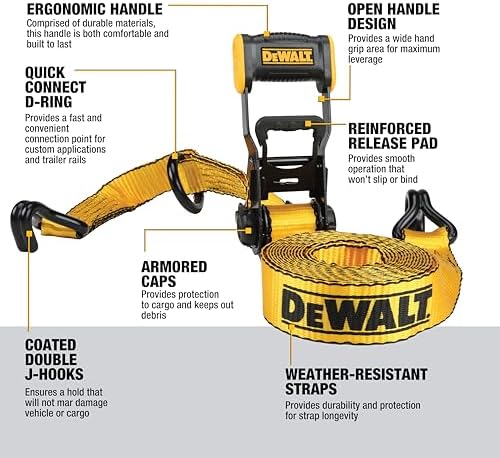 DEWALT 1.5"×16'×5, 000 lbs Heavy-Duty Ratchet Straps - Image 2
