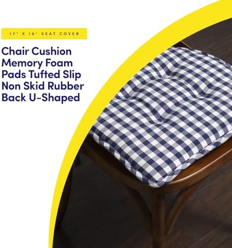 Sweet Home Collection Chair Cushion Memory Foam Pads Tufted Slip Non Skid - Image 3