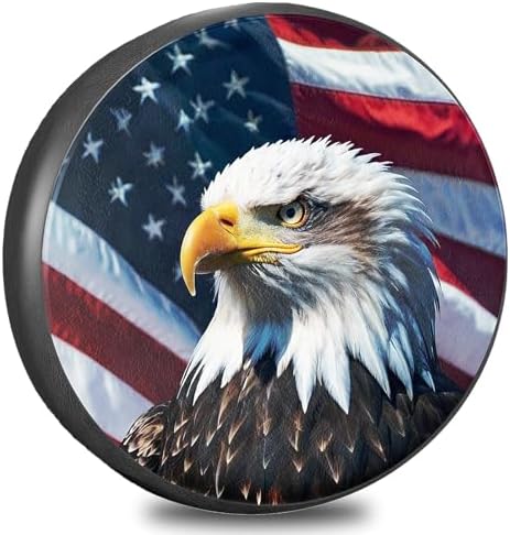 RV Spare Tire Cover 16in with American Eagle USA Flag Universal Fit by THELIGHTOFLIFE