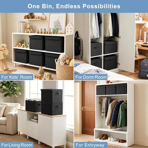 Bagnizer Large 22 Quart Linen Fabric Foldable Storage Bin Cube Organizer Basket - Image 4