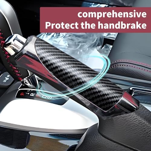 1 Pcs Car Handbrake Cover，Carbon Fiber Black 5.11" X 1.29" Parking Handbrake - Image 5