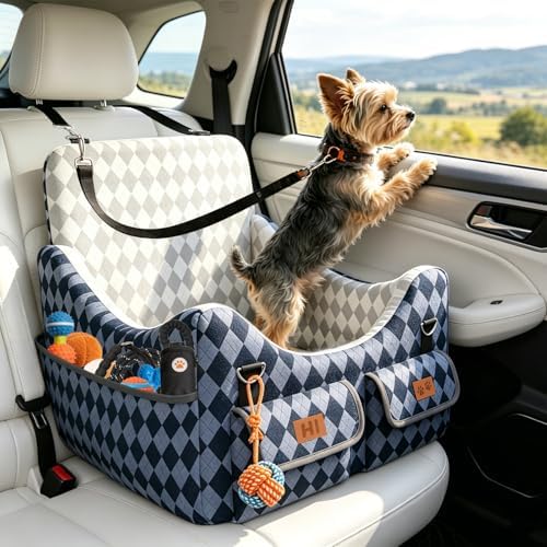 Dog Car Seat for Small/Medium Dogs up to 35lbs, 4-Pocket Storage Memory Foam - Image 5