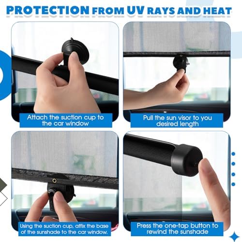 Blossound 2 Pack Car Window Sun Shades, Translucent Black, 20 x 20 Inch - Image 4