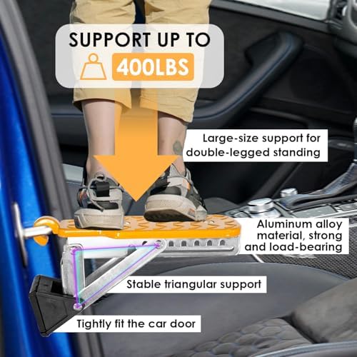 Universal Car Door Step, Foldable Roof Rack Car Door Latch Hook Step, Max Load - Image 3