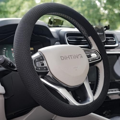 15“ Upgraded Black Steering Wheel Cover Men, Warm in Winter Cool in Summer by EnjoyaCoolingSummerInCar