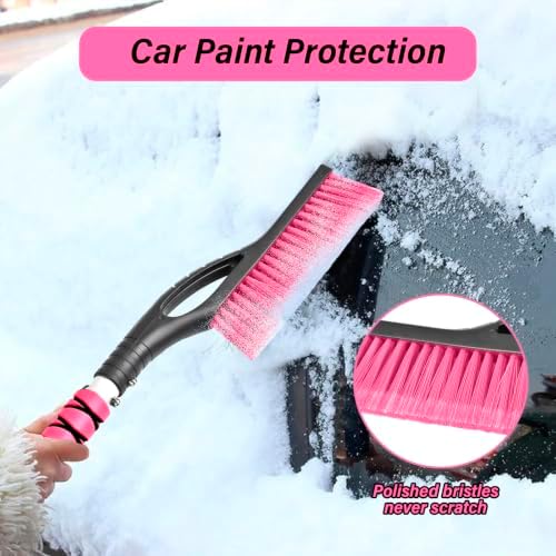 27" Snow Brush and Ice Scrapers Detachable Pivoting, Soft Bristle Head - Image 3