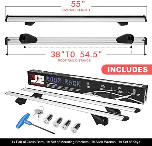 J2 Engineering J2-RR-135-WH Pair of 55" Aluminum Roof Rack Cross Bars Cargo - Image 2