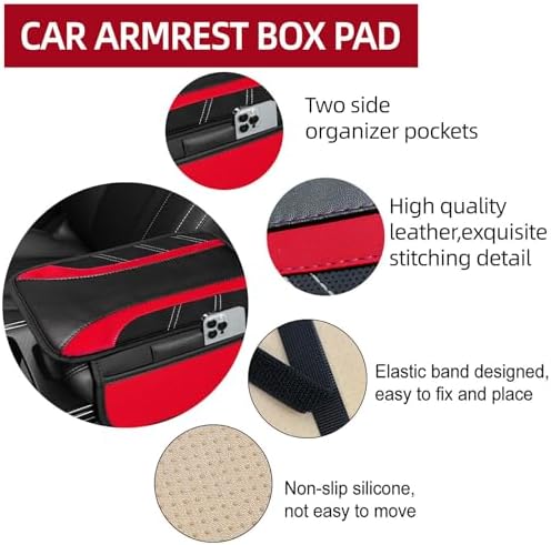 NBTEPEM 10 Pcs Red Car Floor Mats Full Set & Sport Leather Red Steering Wheel - Image 5