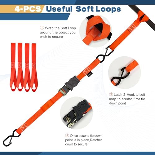 Ratchet Straps, Ratchet Tie Downs，Orange-standard-15ft：4 - Image 2