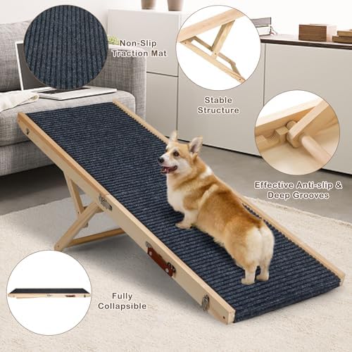 Foldable Dog Ramp for Bed, 4 Adjustable Portable Pet Ramps, for High Beds - Image 7