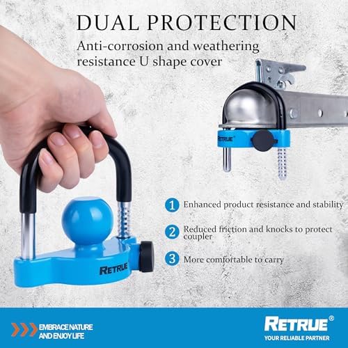 RETRUE Universal Trailer Coupler Hitch Lock, Waterproof Cover & Cap - Image 4