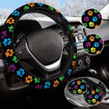 Paw Print Steering Wheel Cover Anti-Slip and Practical 14.5-15 Inch Universal by Olemier