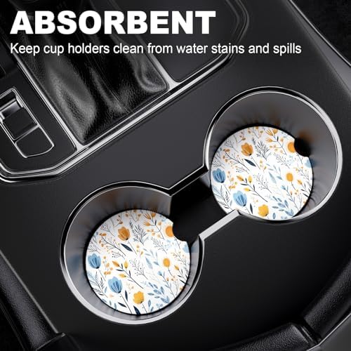 2 Pack Car Coaster, 2.63 inch Anti Slip Insert Absorbent Ceramic Coaster - Image 4