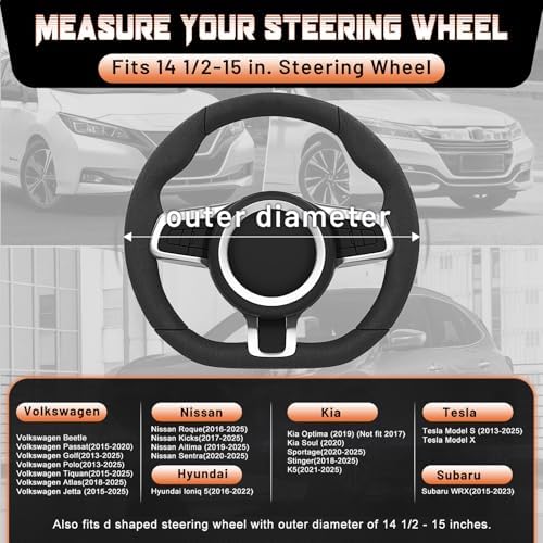 SEG Direct D Shaped Steering Wheel Cover 14.5-15 inch - Image 6