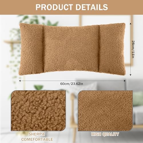 Queekay Fleece Lumbar Support Pillow 3 Section Back Pillow, Light Tan - Image 2