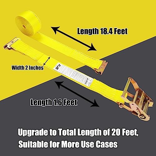 KJE E-Track Ratchet Straps, 4 Pack 2" x20' Heavy Duty Cargo Tie-Downs, 4500LBS - Image 3