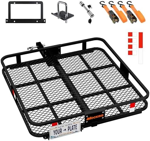 Mockins 40"x40"x6" Heavy-Duty Square Trailer Hitch Cargo Carrier 500 Lb Cap by Mockins