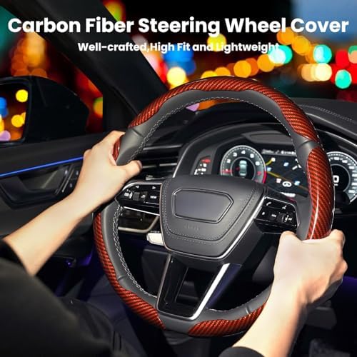 Hiseanllo Carbon Fiber Steering Wheel Cover 3PCS Set – Anti-Slip, - Image 2