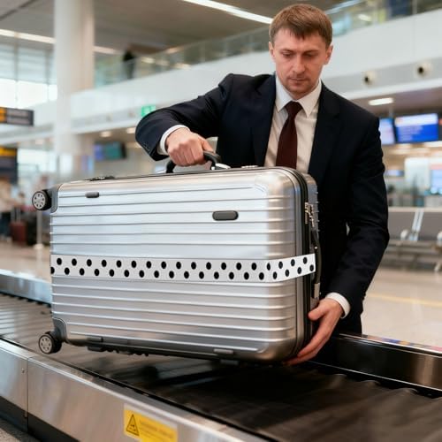 Polka Dots Black White Luggage Straps - Image 7