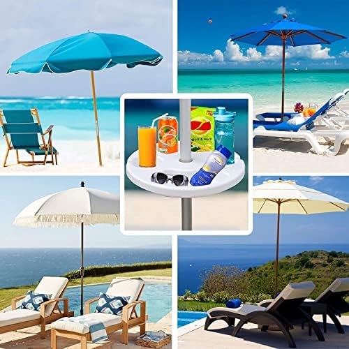 AMMSUN 13" Portable Beach Umbrella Table Tray White - Image 6