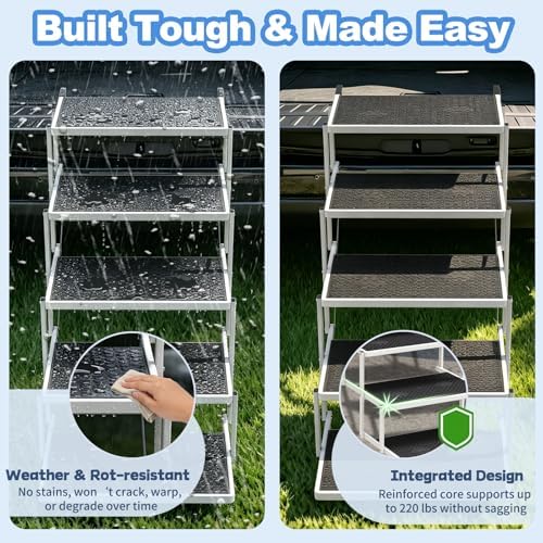 Dog Steps for Car & SUV – 5-Step Foldable Pet Stairs for Large Dogs, Non-Slip - Image 4