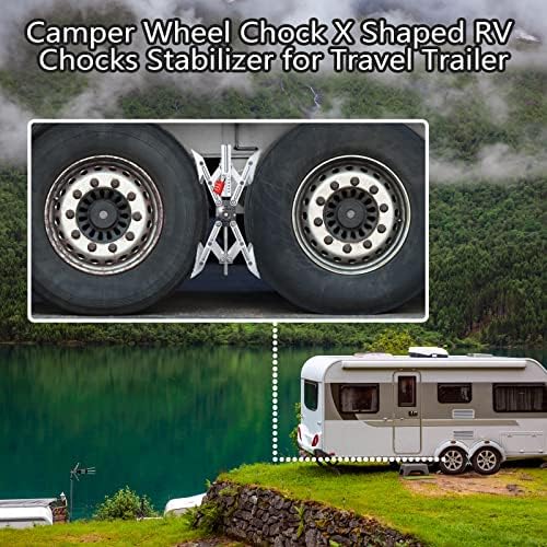 Camper X-Shaped Wheel Chock Stabilizer, 2 Sets RV Stabilizer Wheel Chock Scissor - Image 3