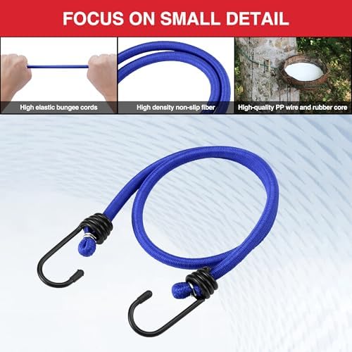 WORKPRO 24" Bungee Cords with Hooks, 4 Pack Heavy Duty Outdoor Bungee Strap - Image 3