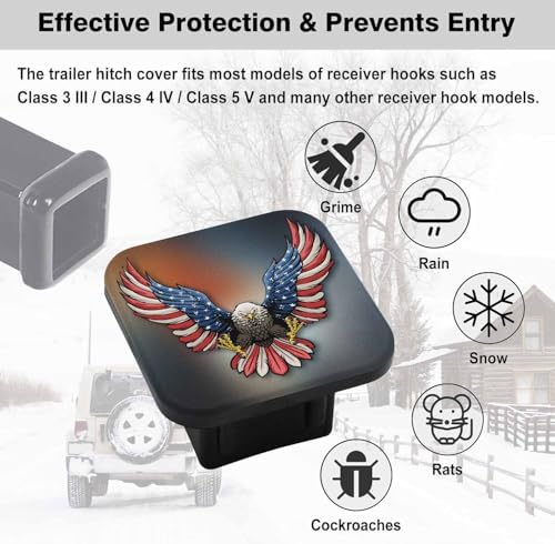 Swono Hitch Caps for Trucks Flag Eagle Rubber Tow Hitch Covers for Pickup - Image 3