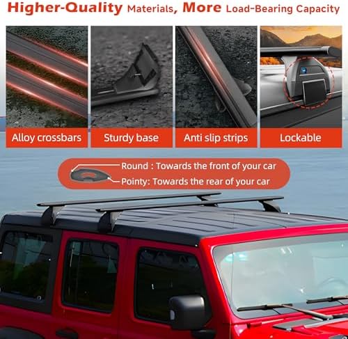 Roof Rack Cross Bars for 2007-2026 Jeep Wrangler JK JL/Gladiator JT 396lbs - Image 4