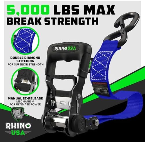 Rhino USA Heavy Duty Ratchet Tie Downs - Image 2